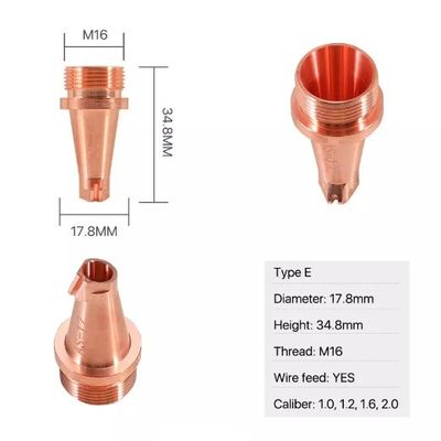 ارتفاع 34.8mm فوهة اللحام بالليزر D17.8 فوهة القطع بالليزر